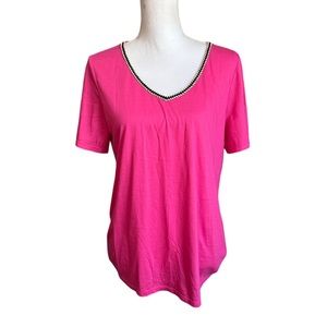 MSN Massana Fucsia V-neck Short sleeve Top size Large NWT